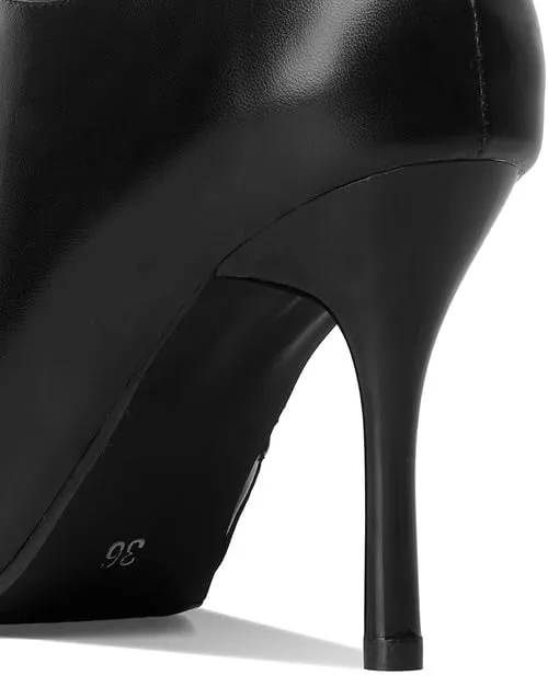 ClassicSter Womens Pointed Toe Stiletto Ankle Boots Front V High Heel Back Zip Booties