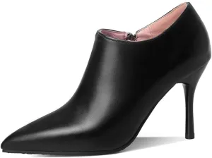 ClassicSter Womens Pointed Toe Stiletto Ankle Boots Front V High Heel Back Zip Booties