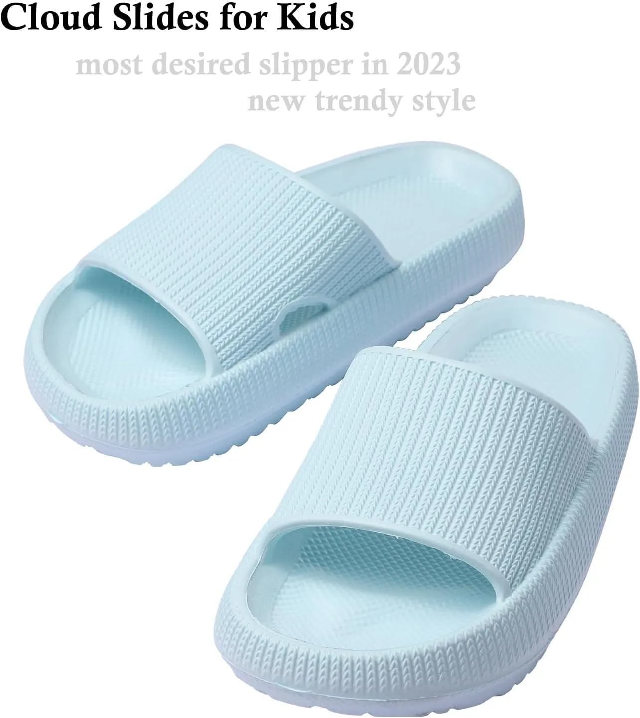 Cloud Slides for Kids,Girls Boys Comfy Thick Sole Pillow Slippers Non-Slip Shower Bathroom Sandals Summer Beach Shoes for Little/Big Kids