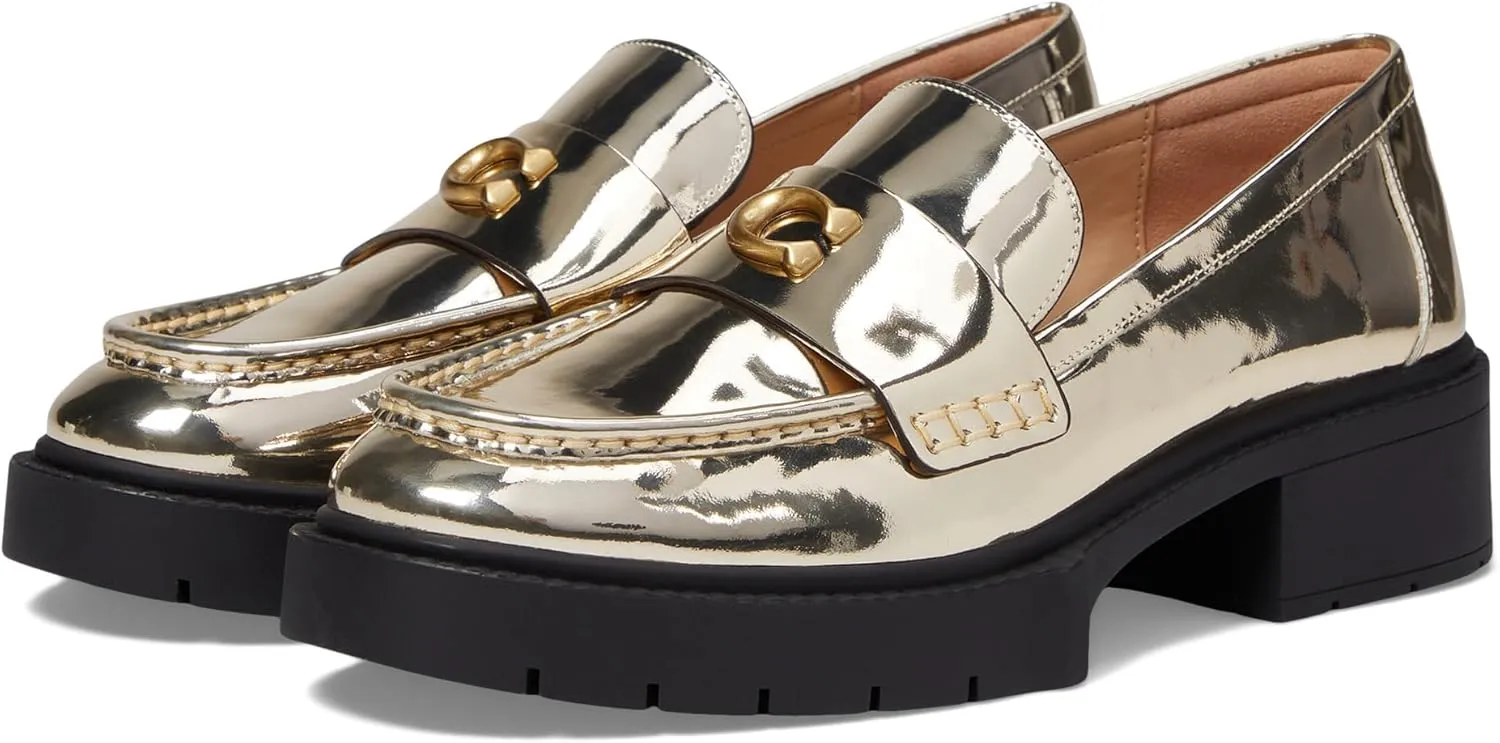 Coach® Leah Loafers for Women – Leather and Synthetic Construction – Cushioned Insole – Round Toe