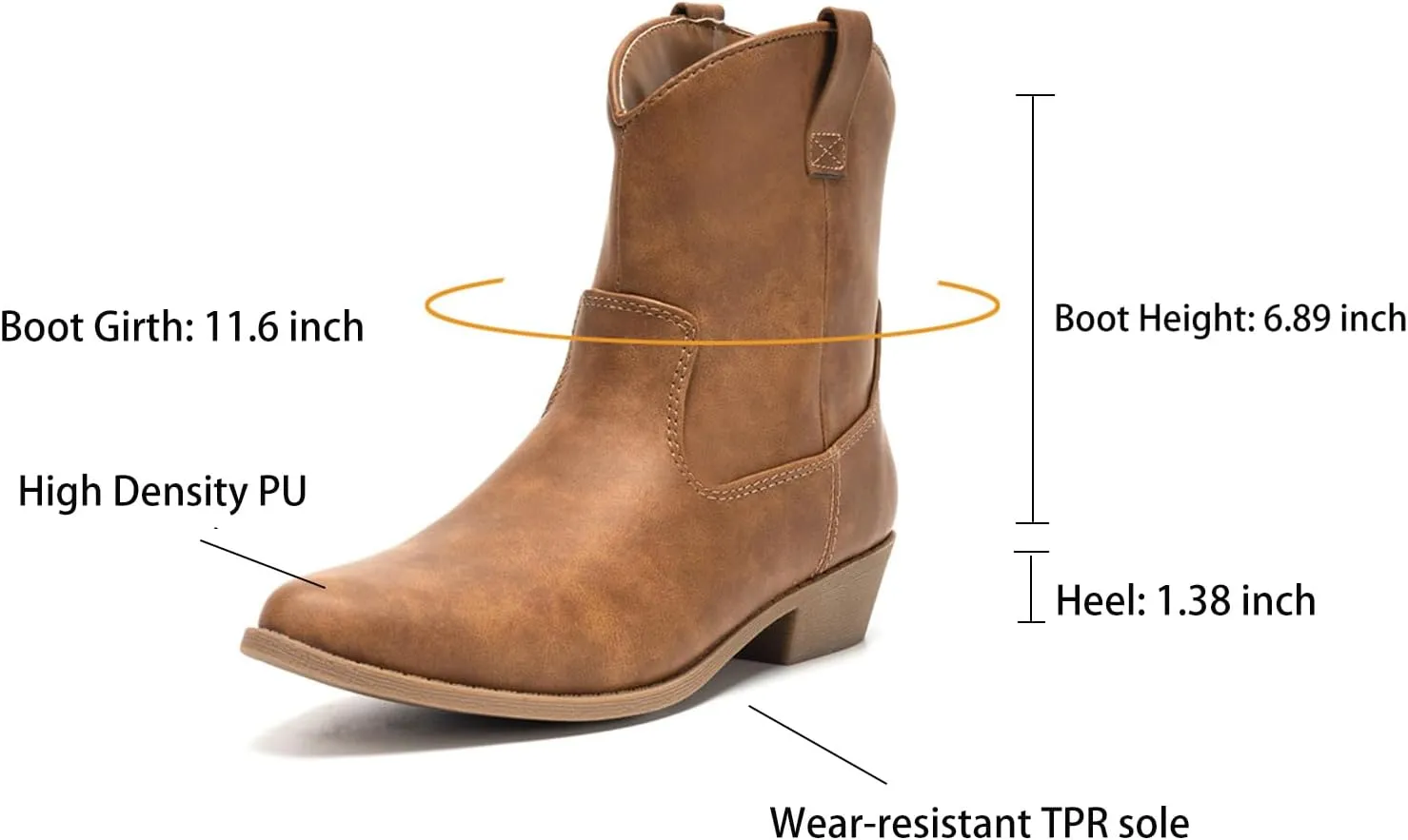 Colgo Women's Ankle Boots - Stylish Cowgirl Boots for Women, Western & Cowboy Boots, Comfortable Fashion Short Boots & Short Booties for Women