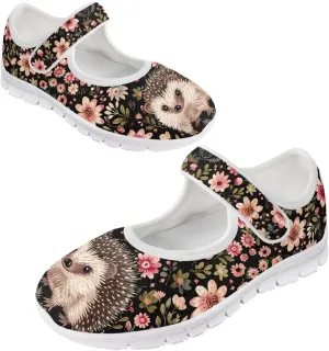 Coloranimal Flats for Women Mey Jane Shoes Womens Shoes Dressy Casual Slip On Shoes Buckle Strap Walking Shoes Mesh Ballet Flats White Sole