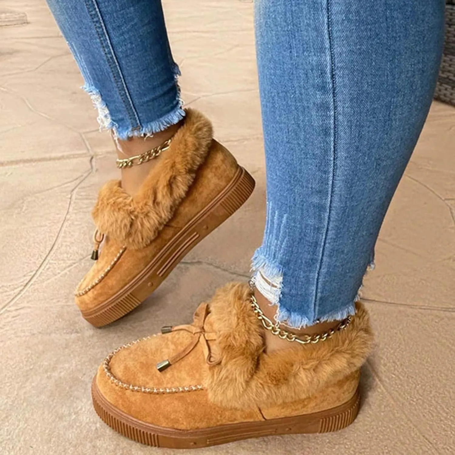 Corashoes Casual Fashion Flat Boots Cute Warm Winter Durable Shoes Womens Snow Boots Loafer Flats Platform Shoes for Women