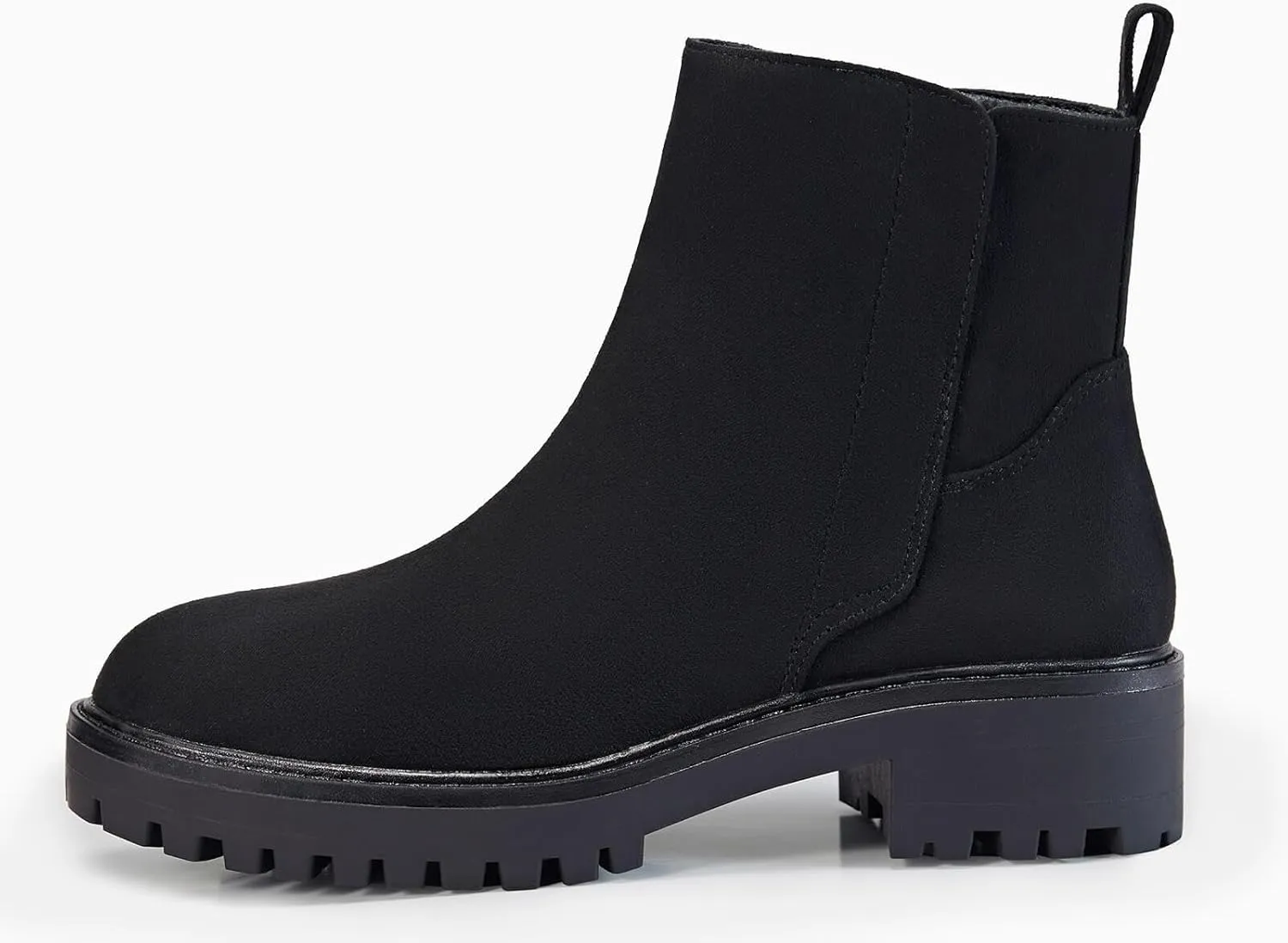 Coutgo Womens Low Heel Chelsea Ankle Boots Platform Lug Sole Booties Pull On Fall Short Boot Shoes
