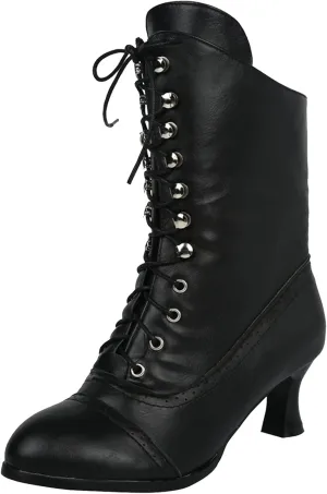 Cowboy Boots for Women, Womens Vintage Renaissance Boots Victorian Mid Calf Boots Costume Lace Up High Heels