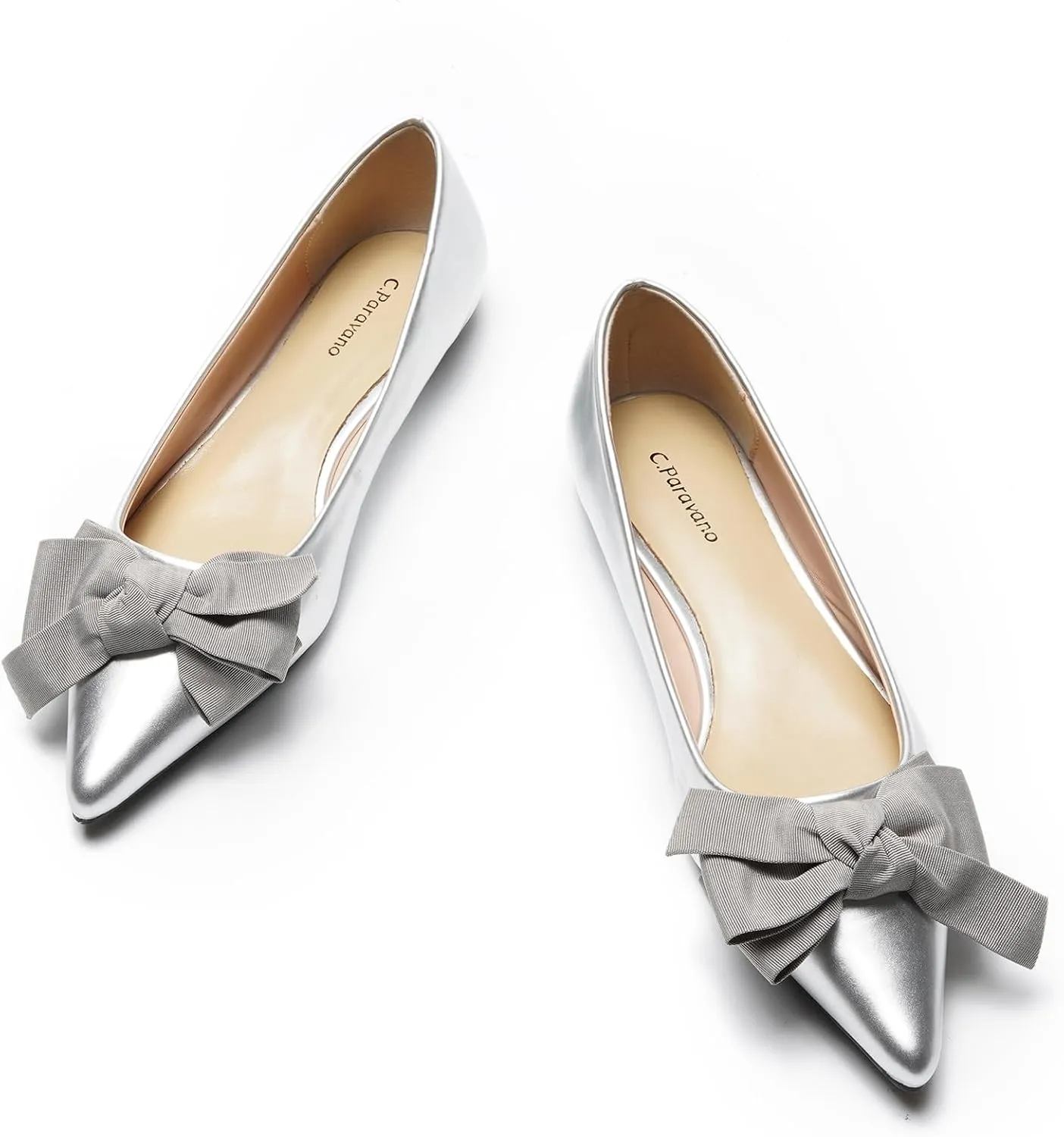 C.Paravano Pointy Bow Flats Women's Flats Comfortable Stylish Slip-On Shoes for Casual and Office