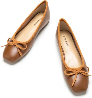 C.Paravano Women's Ballet Flats, Comfortable Slip On Round Toe Flat Shoes, Casual Walking Shoes for Women, Slip-On Bow Dressy Flats for Work Office & Wedding Party