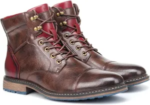 CrazycatZ Men's Military Motorcycle Combat Military Boots Biker Boots High Top Sneaker PU Leather