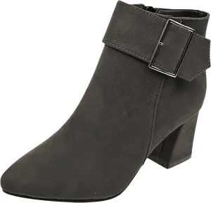 Ctreela Fashion Chunky Heel Pointed Boots Office Work Elegant Winter Ankle Boot Comfy Mid Heel Side Zip Faux Suede Booties