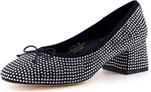 CUSHIONAIRE Women's Eiffel Rhinestone Bling Bow Flat with  Memory Foam and Wide Widths Available
