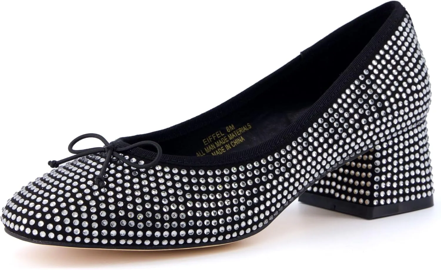 CUSHIONAIRE Women's Eiffel Rhinestone Bling Bow Flat with  Memory Foam and Wide Widths Available