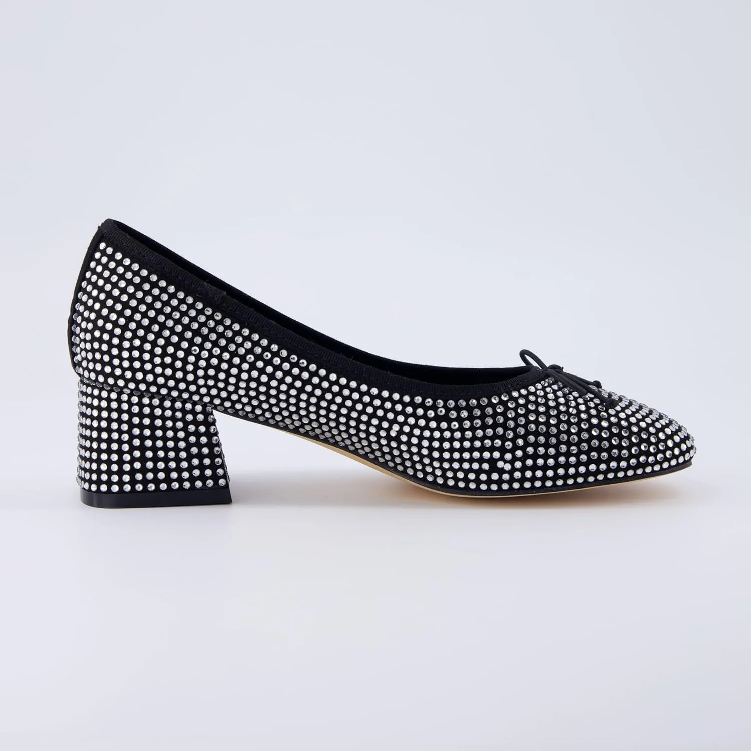 CUSHIONAIRE Women's Eiffel Rhinestone Bling Bow Flat with  Memory Foam and Wide Widths Available