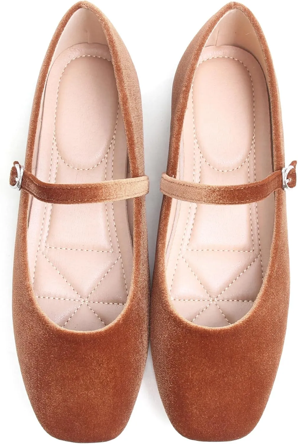 Dear Time Women's Comfortable Mary Jane Flats Soft Flats Square Toe Casual Ballet Flats with Ankle Strap