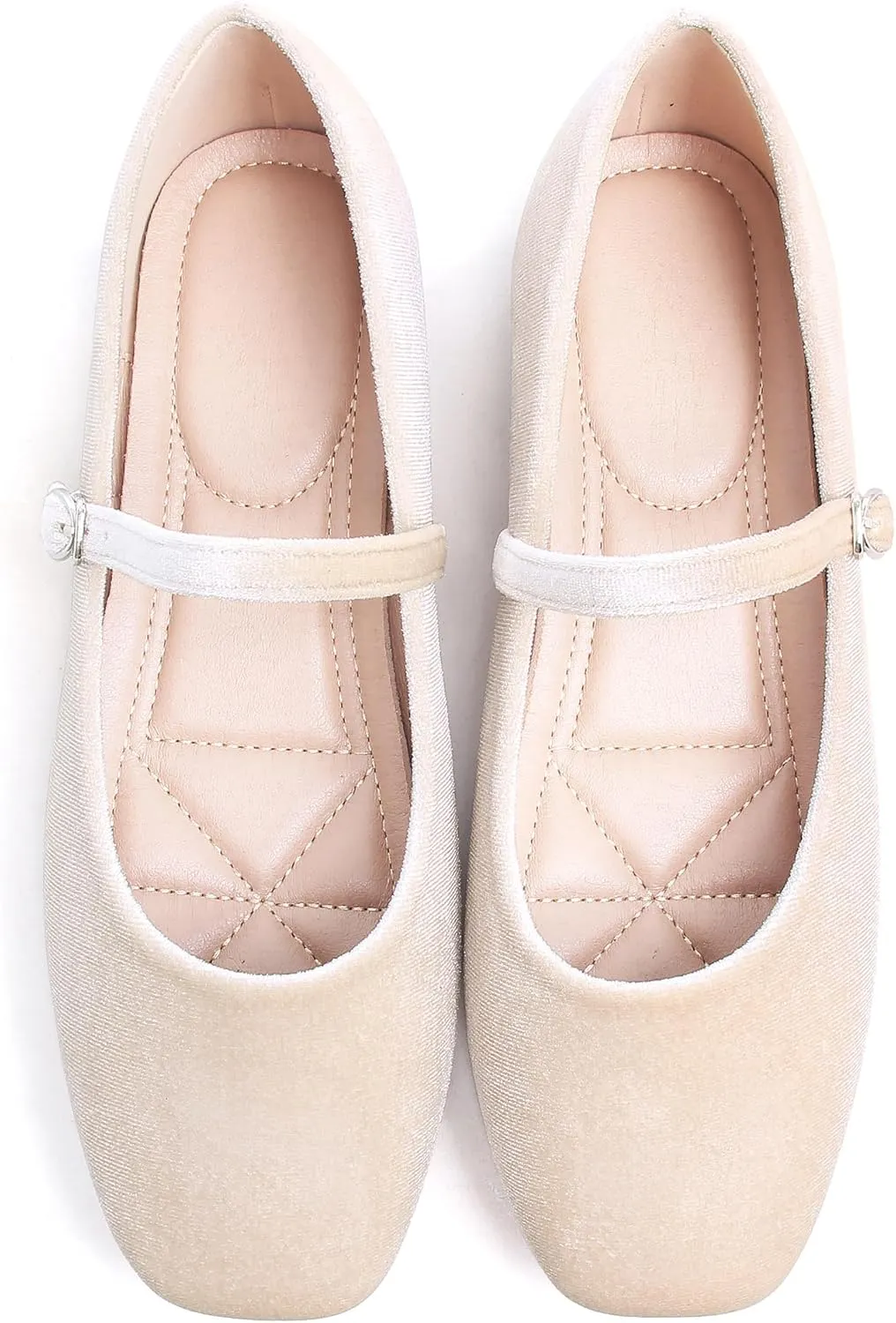 Dear Time Women's Comfortable Mary Jane Flats Soft Flats Square Toe Casual Ballet Flats with Ankle Strap