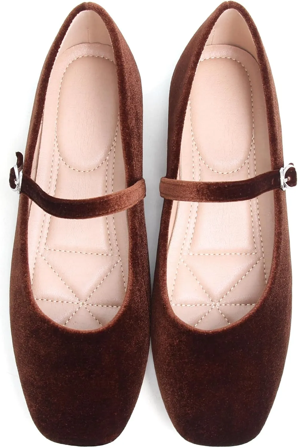 Dear Time Women's Comfortable Mary Jane Flats Soft Flats Square Toe Casual Ballet Flats with Ankle Strap