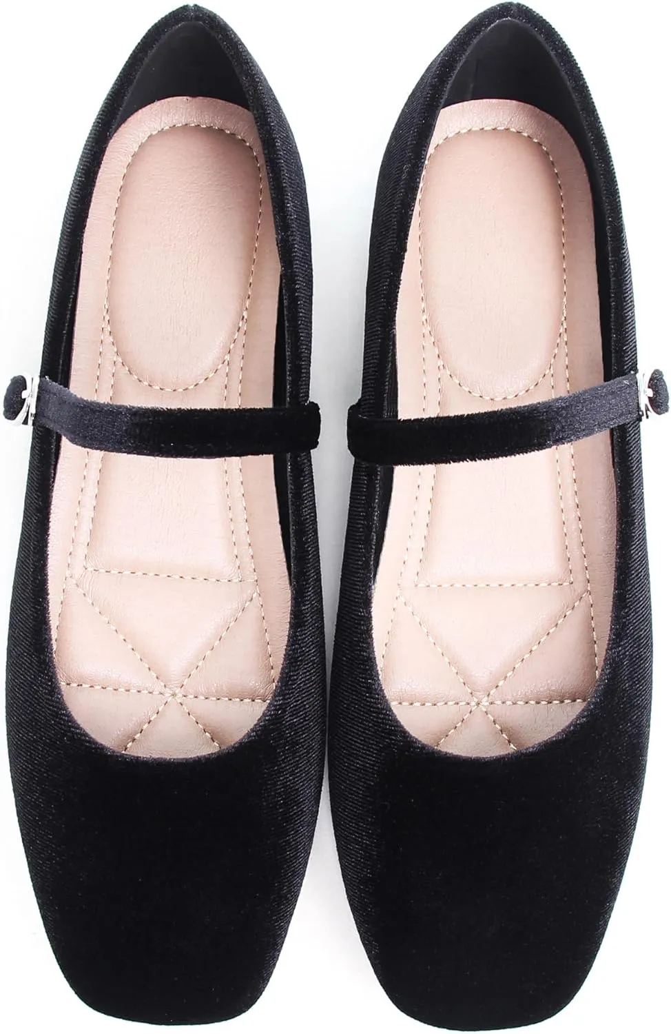 Dear Time Women's Comfortable Mary Jane Flats Soft Flats Square Toe Casual Ballet Flats with Ankle Strap