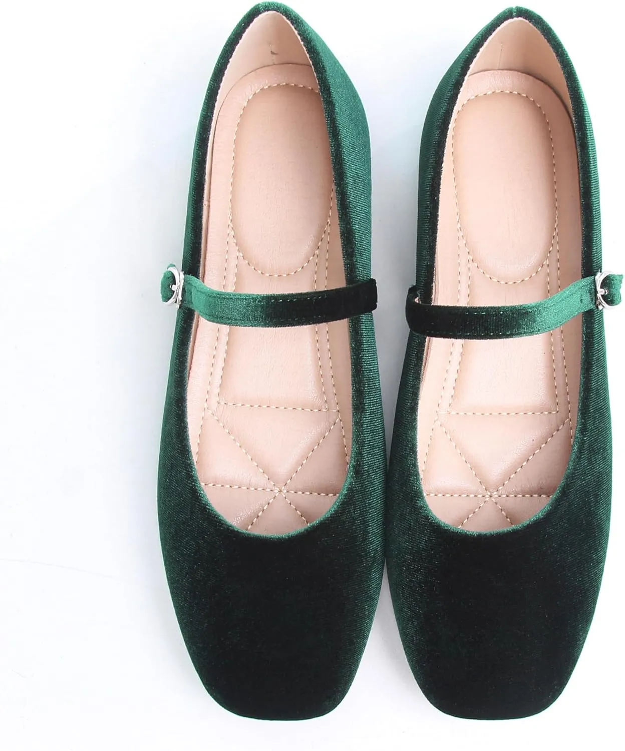 Dear Time Women's Comfortable Mary Jane Flats Soft Flats Square Toe Casual Ballet Flats with Ankle Strap