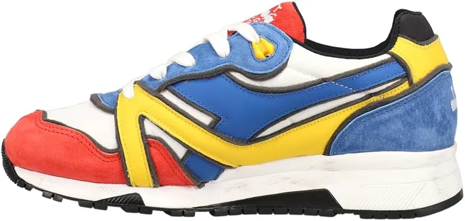 Diadora Mens N9000 Dessau Lace Up Sneakers Shoes Casual - Blue, Orange, Yellow