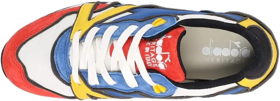 Diadora Mens N9000 Dessau Lace Up Sneakers Shoes Casual - Blue, Orange, Yellow
