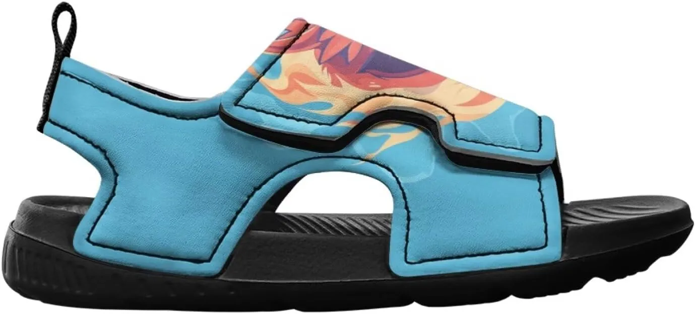 Dragon Kids Athletic Summer Sports Sandals Comfort Arch Support Open Toe Hiking Slide with Magic Sticker