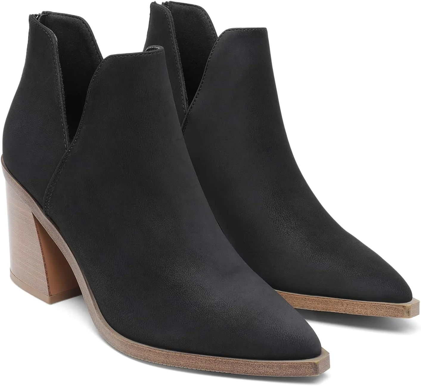 DREAM PAIRS Women's Ankle Boots Chunky Heel Pointed Toe Short Booties Shoes