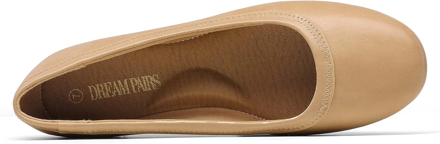 DREAM PAIRS Women's Ballet Flats Comfortable Dressy Work Low Wedge Arch Support Flats Shoes
