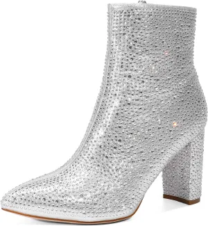 DREAM PAIRS Women's Chunky Heel Ankle Booties Pointed Toe Short Boots