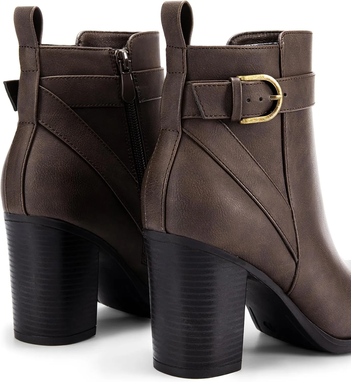 DREAM PAIRS Women's Chunky High Heel Ankle Boots Round Toe Fall Short Booties Shoes