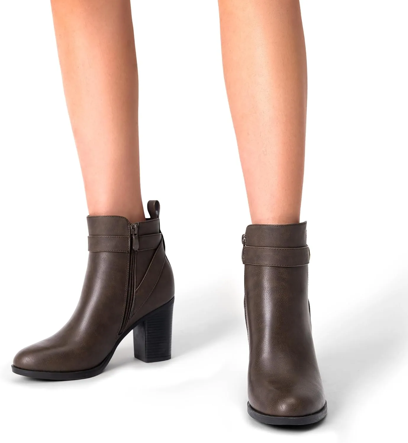 DREAM PAIRS Women's Chunky High Heel Ankle Boots Round Toe Fall Short Booties Shoes
