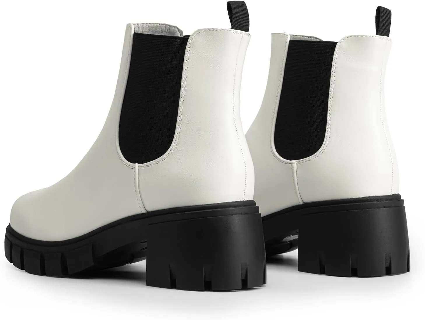 DREAM PAIRS Women's Elastic Chelsea Ankle Boots Platform Low Chunky Block Heel Lug Sole Slip on Fall Heeled Booties Shoes