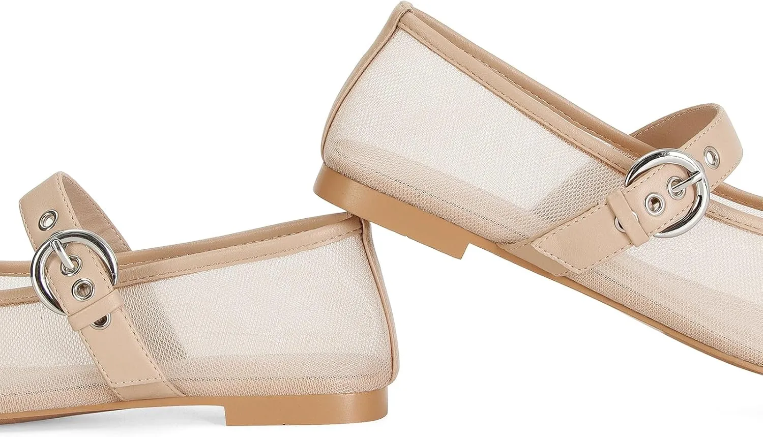Dsevht Mary Jane Ballet Flats for Women Slip On Round Toe Bling Ballerina Shoes Buckle Strap Casual Dress Shoes
