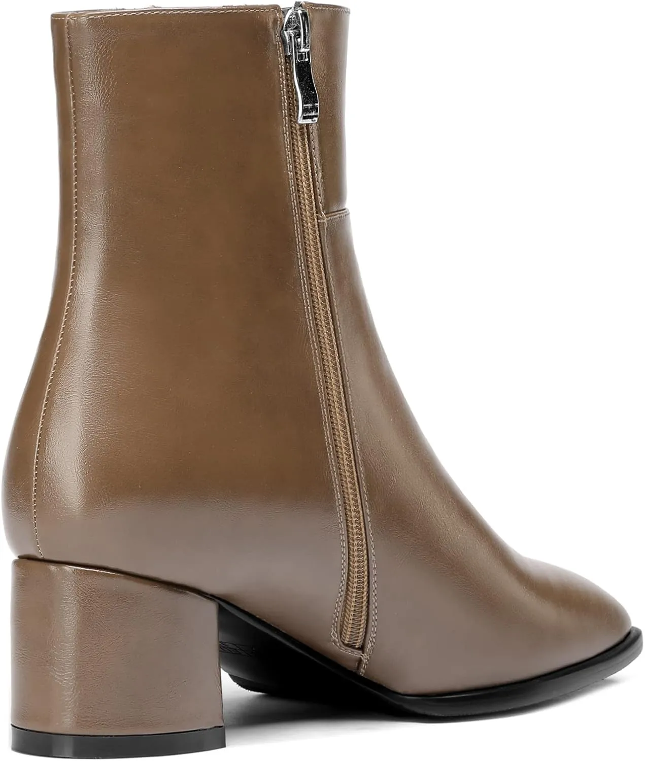 Eldof Low Block Heel Ankle Boots Women's Square Toe Chunky Heel Short Boots Side Zipper Heeled Chelsea Boots