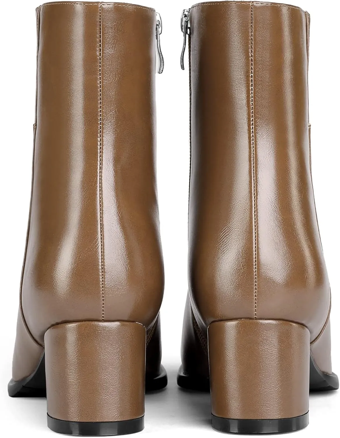 Eldof Low Block Heel Ankle Boots Women's Square Toe Chunky Heel Short Boots Side Zipper Heeled Chelsea Boots