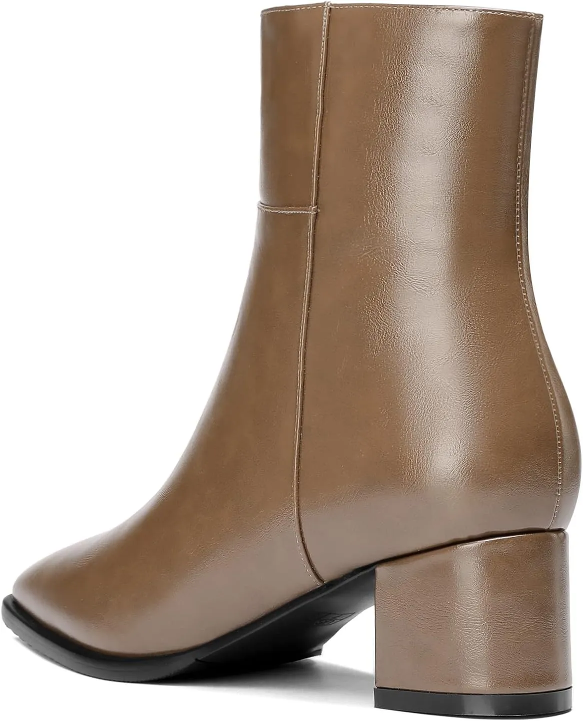 Eldof Low Block Heel Ankle Boots Women's Square Toe Chunky Heel Short Boots Side Zipper Heeled Chelsea Boots