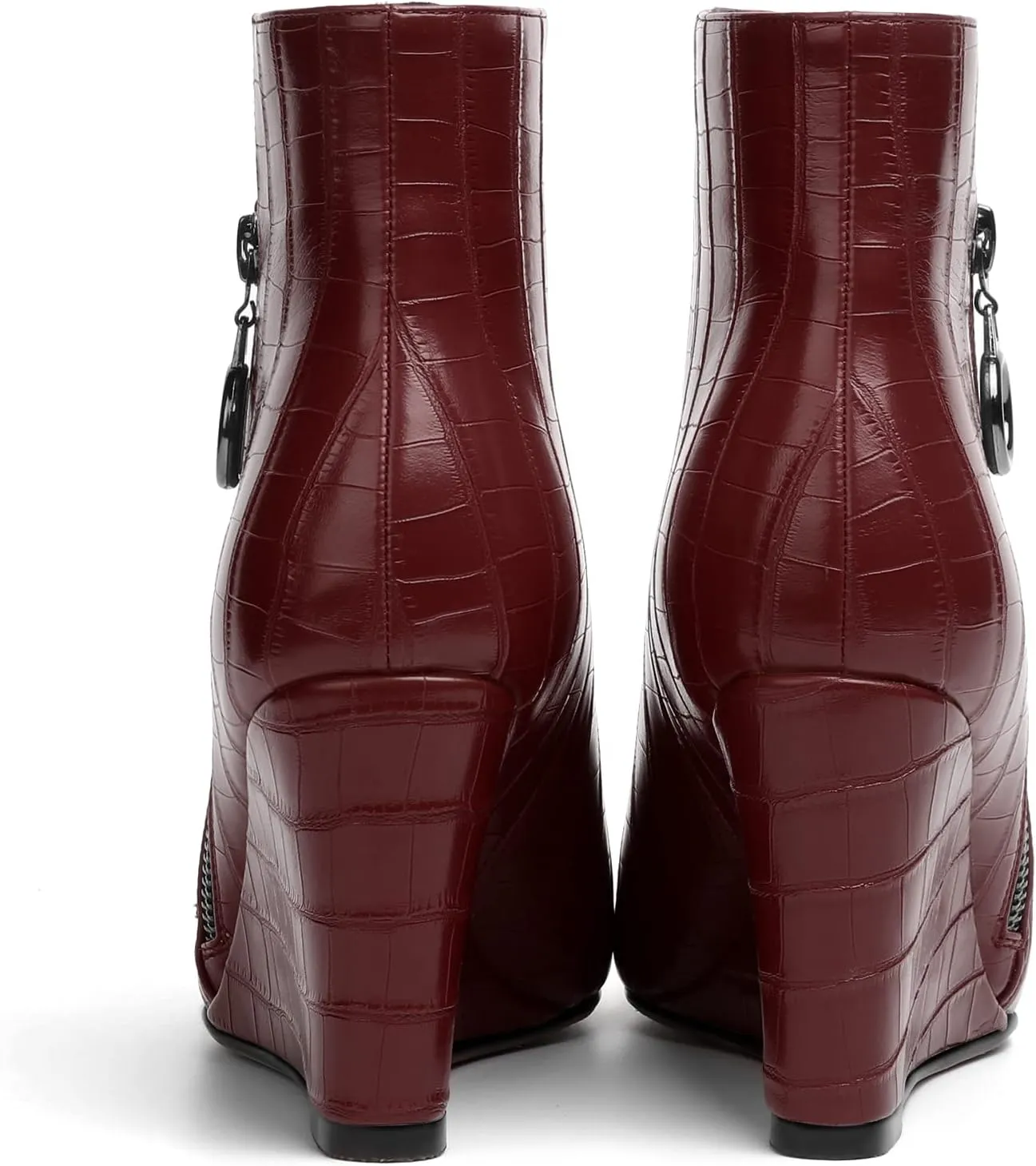 Eldof Wedge Heel Ankle Boots for Women with Zip Closure Pointed Toe Wedge Booties Party Dress Fashion Short Booties 3.5 Inch