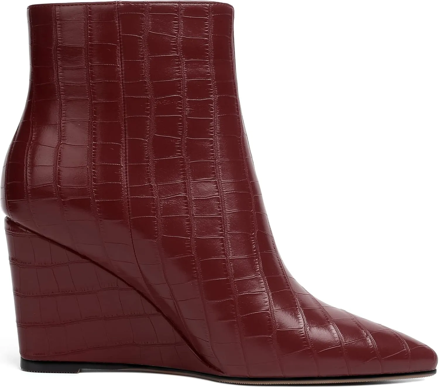 Eldof Wedge Heel Ankle Boots for Women with Zip Closure Pointed Toe Wedge Booties Party Dress Fashion Short Booties 3.5 Inch