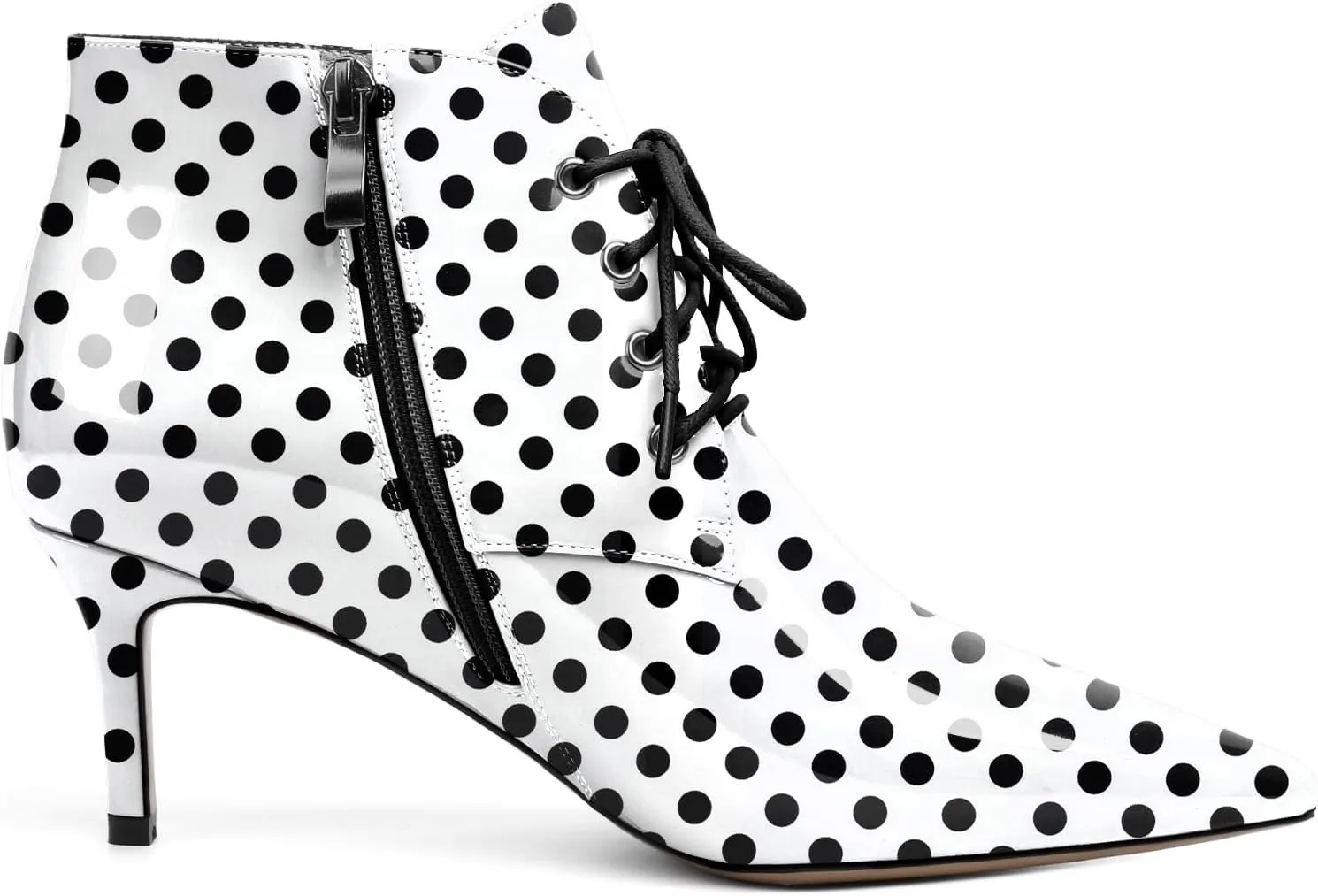 Eldof Women's Kitten Low Heel Ankle Boots Pointed Toe Lace Up Comfortable Walking Short Boots 2.5 Inches