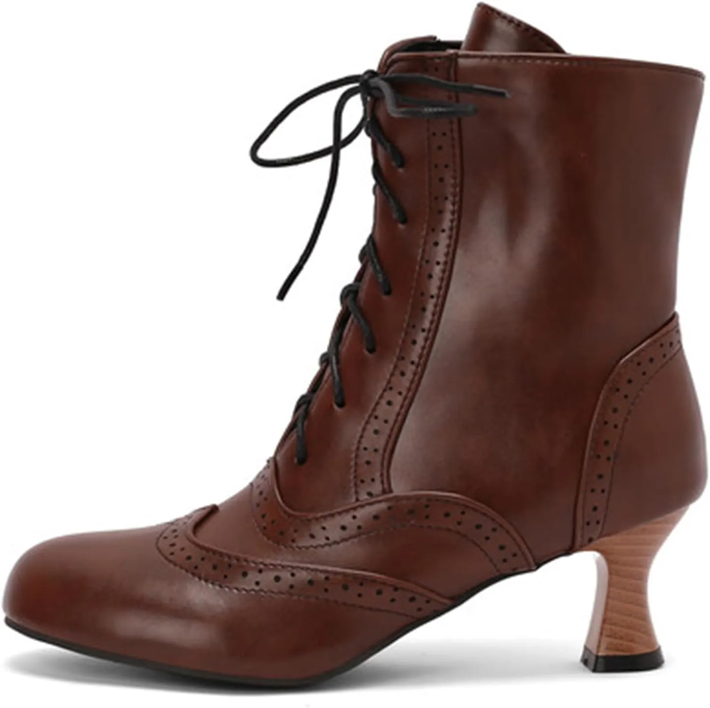 ErikenUrben Women Vintage Victorian Boots Lace up Renaissance Boots Witch Costume Shoes Zip
