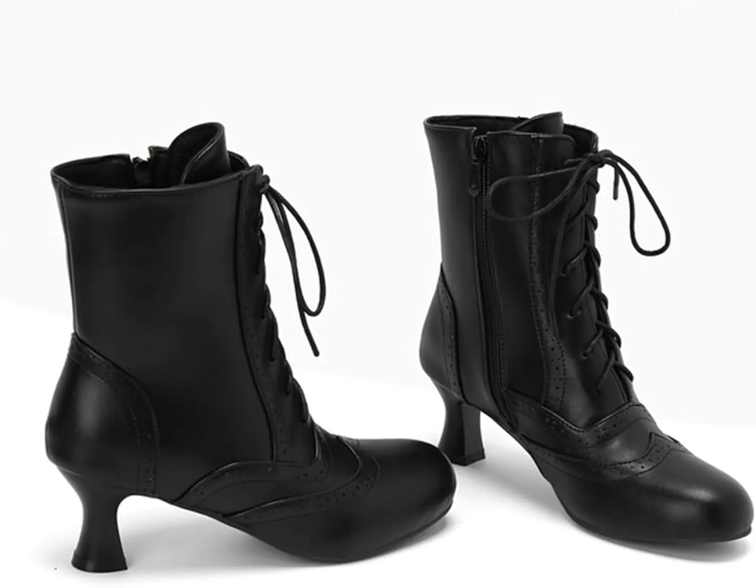 ErikenUrben Women Vintage Victorian Boots Lace up Renaissance Boots Witch Costume Shoes Zip