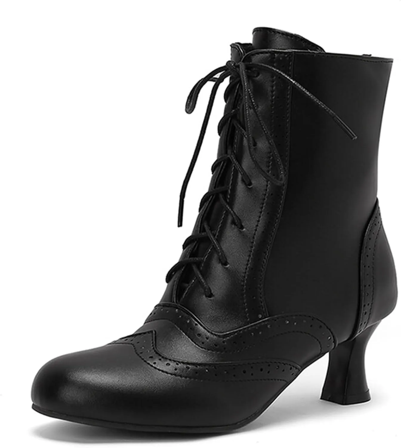 ErikenUrben Women Vintage Victorian Boots Lace up Renaissance Boots Witch Costume Shoes Zip