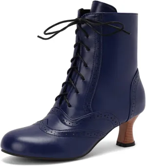 ErikenUrben Women Vintage Victorian Boots Lace up Renaissance Boots Witch Costume Shoes Zip