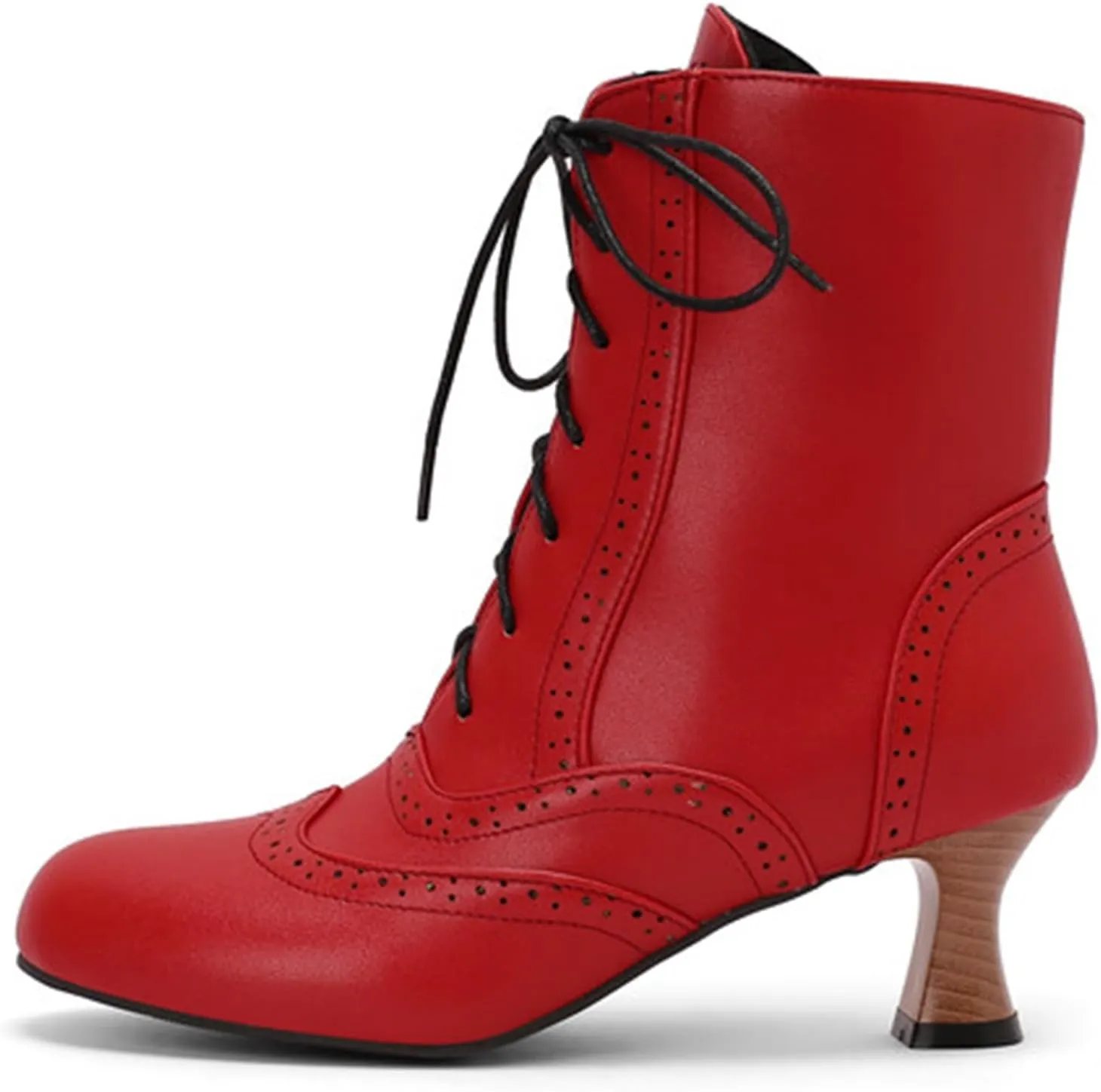 ErikenUrben Women Vintage Victorian Boots Lace up Renaissance Boots Witch Costume Shoes Zip