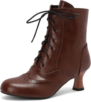 ErikenUrben Women Vintage Victorian Boots Lace up Renaissance Boots Witch Costume Shoes Zip