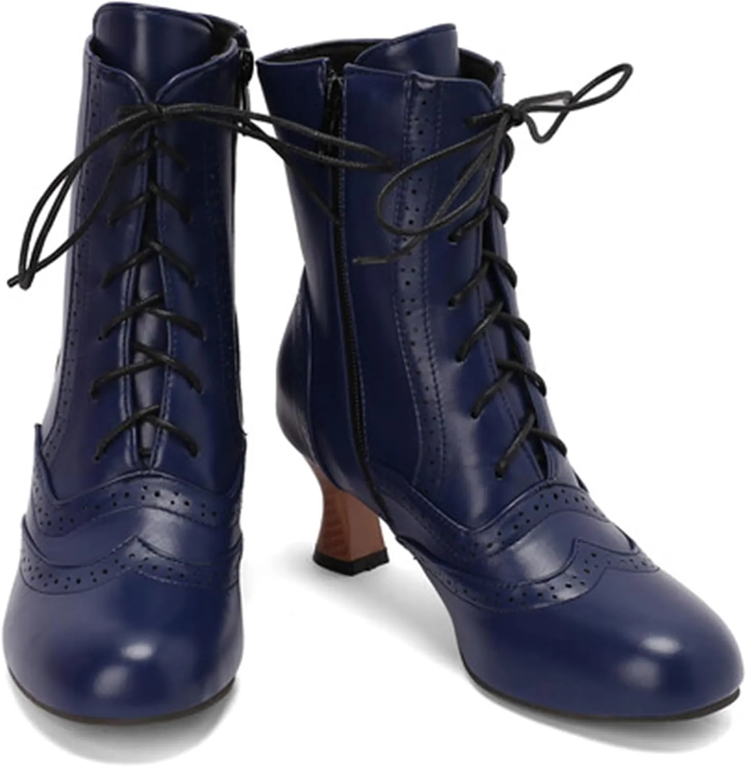 ErikenUrben Women Vintage Victorian Boots Lace up Renaissance Boots Witch Costume Shoes Zip