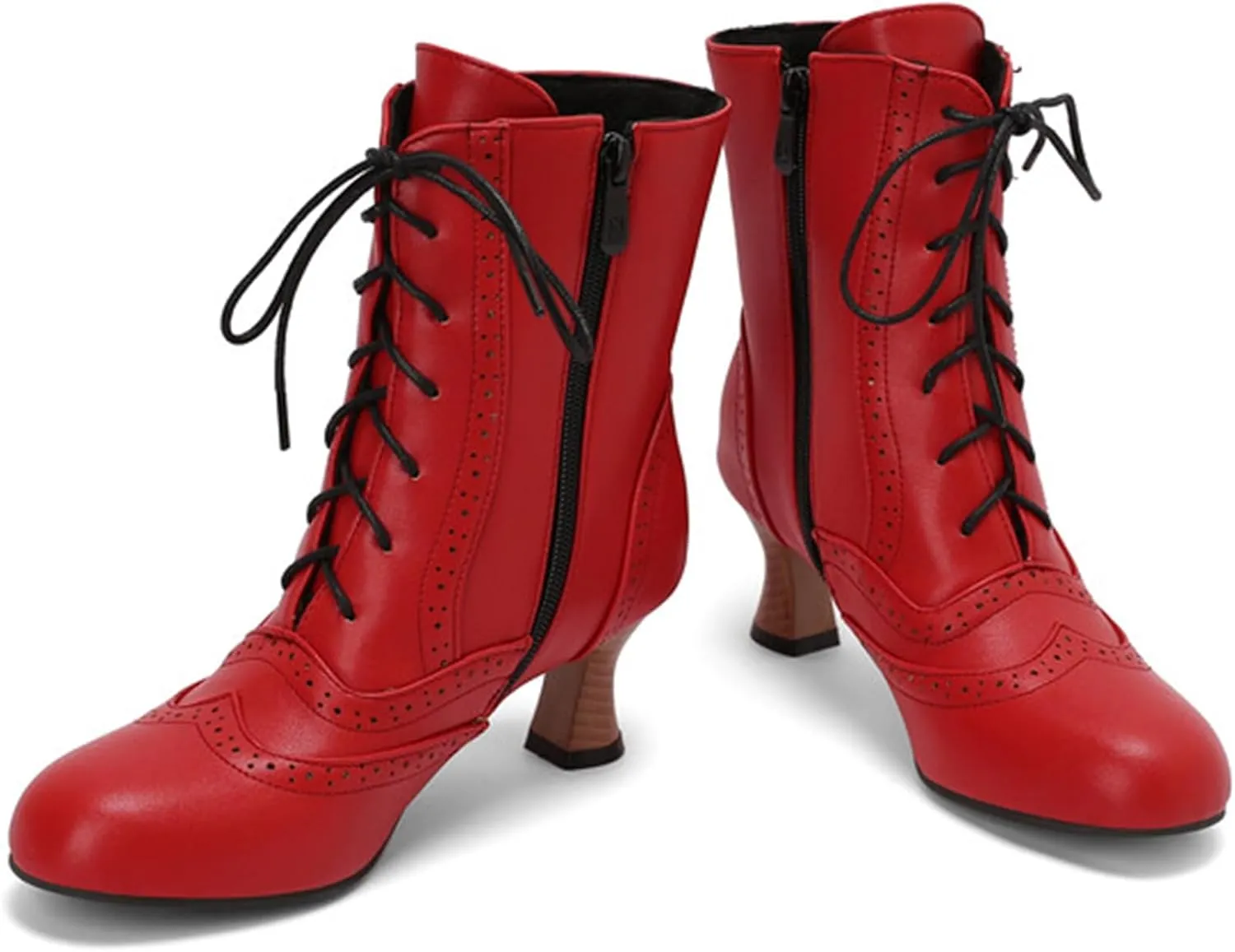 ErikenUrben Women Vintage Victorian Boots Lace up Renaissance Boots Witch Costume Shoes Zip