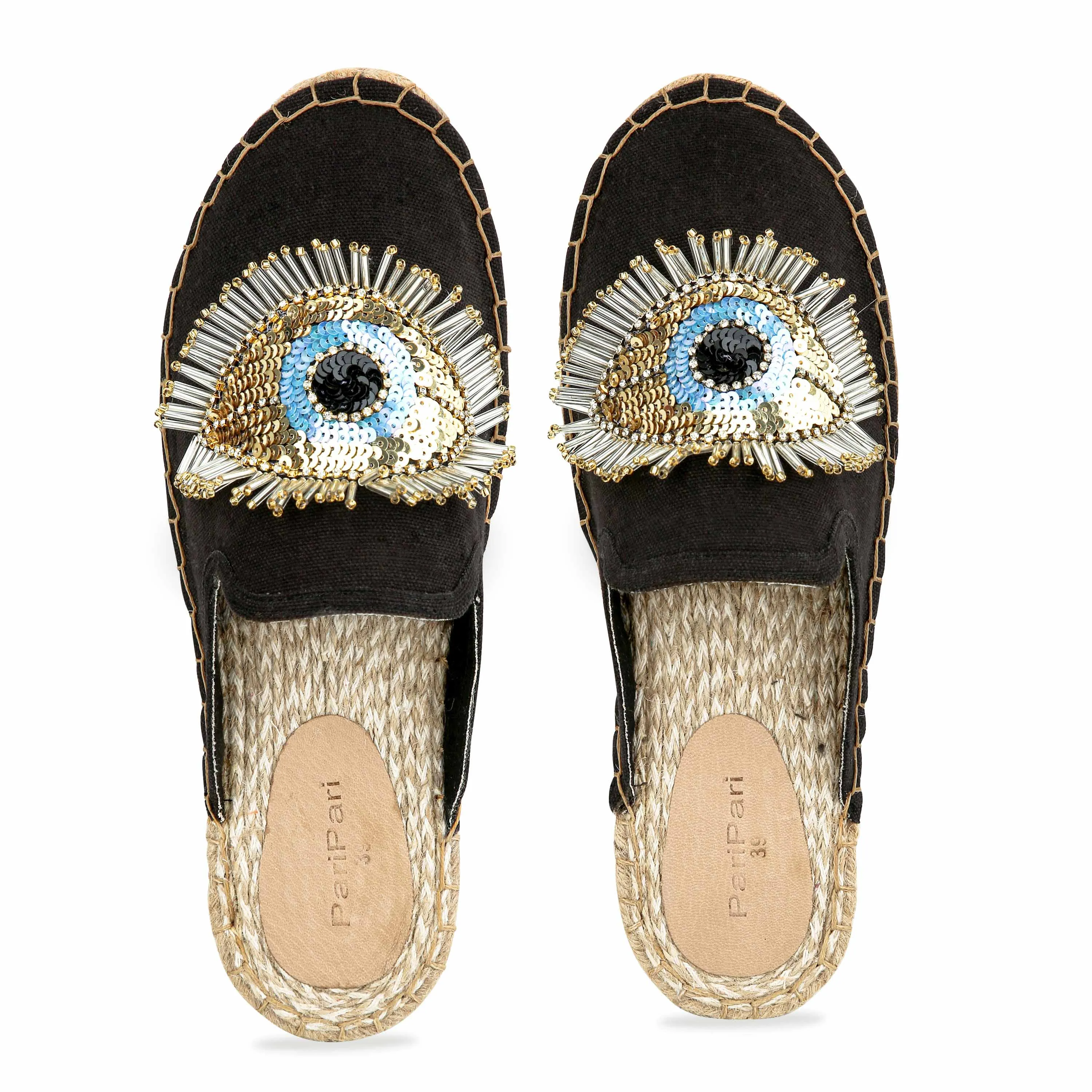 Evil Eye Glare Espadrilles Charcoal Flat