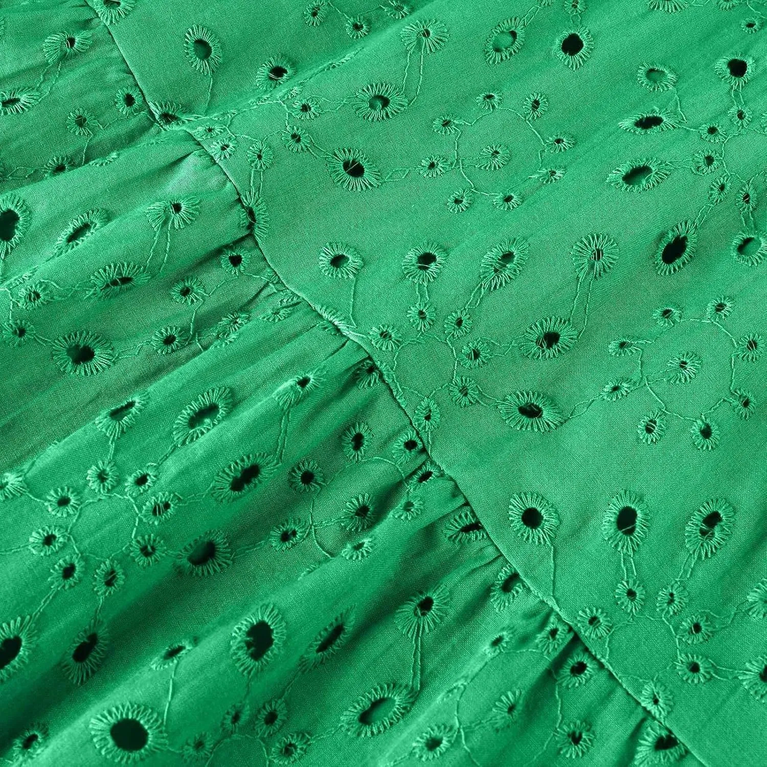 Eyelet Dresses for Women 2025 Loose V Neck Short Sleeve Ruffled Knee Length Dress Boho Summer Beach Short Dresses