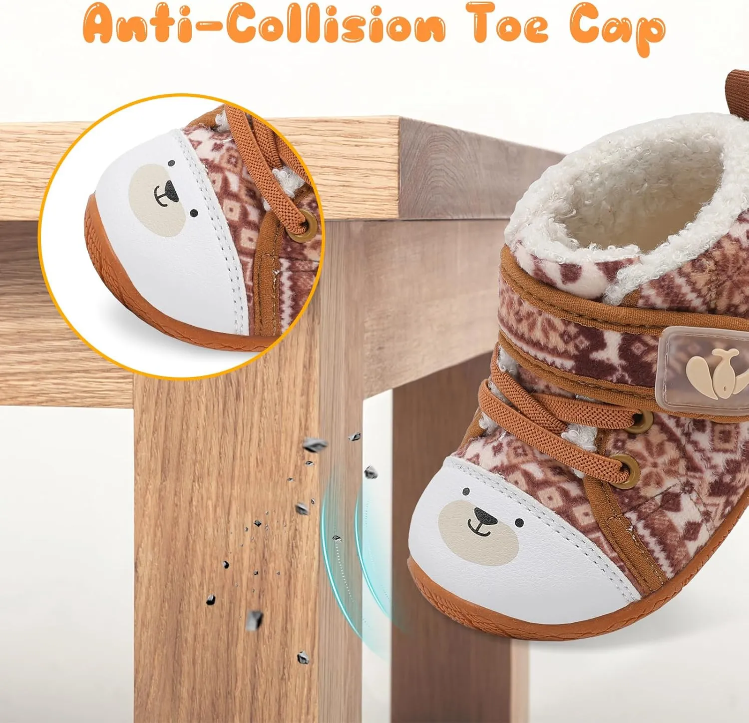 FEETCITY Baby Boots Boys Girls Infant Slippers Cozy Fleece Boots First Walking Shoes Warm Socks Newborn Crib Shoes