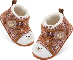 FEETCITY Baby Boots Boys Girls Infant Slippers Cozy Fleece Boots First Walking Shoes Warm Socks Newborn Crib Shoes