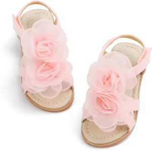 Felix & Flora Toddler Girls Sandals Soft Rubber Flats Summer Baby Flower Girl Shoes.